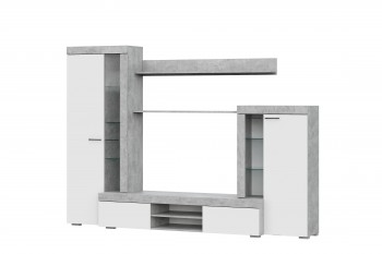 Мебель для гостиной МГС 5 Цемент светлый / Белый в Минусинске - minusinsk.mebel54.com | фото