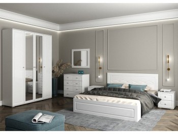 Модульная спальня Барселона (Белый/Белый глянец) в Минусинске - minusinsk.mebel54.com | фото