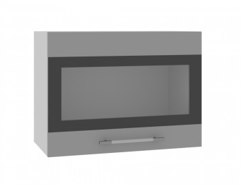 Норд ШВГС 600 Шкаф верхний горизонтальный со стеклом (Софт черный/корпус Белый) в Минусинске - minusinsk.mebel54.com | фото