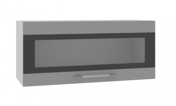 Норд ШВГС 800 Шкаф верхний горизонтальный со стеклом (Софт черный/корпус Белый) в Минусинске - minusinsk.mebel54.com | фото