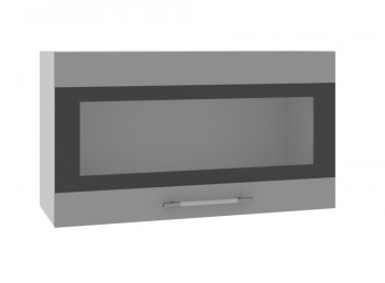 Олива ВПГСФ 800 Шкаф верхний горизонтальный со стеклом с фотопечатью высокий (Ваниль глянец/корпус Серый) в Минусинске - minusinsk.mebel54.com | фото