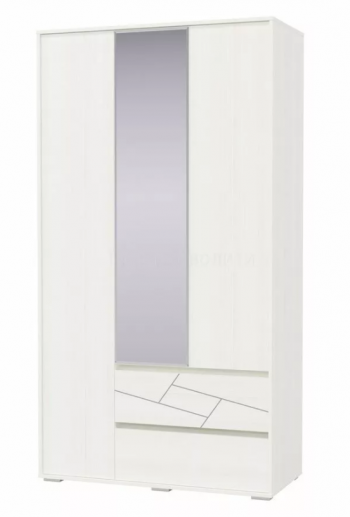 Шкаф 3-х дверный с ящиками Аделина 1200 Рамух белый в Минусинске - minusinsk.mebel54.com | фото