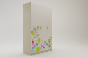 Шкаф 3-х створчатый с ящиками Флёр (Белый/корпус Клен) в Минусинске - minusinsk.mebel54.com | фото