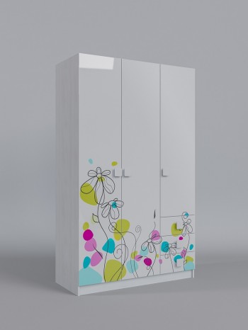 Шкаф 3-х створчатый с ящиками Флёр (Белый/корпус Выбеленное дерево) в Минусинске - minusinsk.mebel54.com | фото