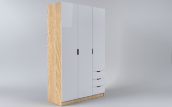 Шкаф 3-х створчатый с ящиками Лофт (Белый/корпус Дуб Сонома) в Минусинске - minusinsk.mebel54.com | фото