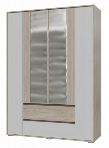 Шкаф 4-х дверный с ящиками Мальта 1600 Дуб сонома/Рамух белый в Минусинске - minusinsk.mebel54.com | фото