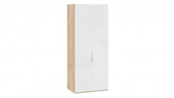 Шкаф для одежды с 2 глухими дверями «Эмбер» Яблоня Беллуно/Белый глянец в Минусинске - minusinsk.mebel54.com | фото