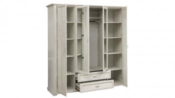 Шкаф для одежды "Сохо" (бетон пайн белый/2 ящика/зеркало) в Минусинске - minusinsk.mebel54.com | фото