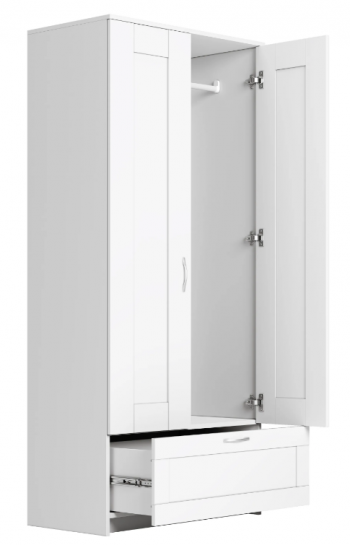Шкаф двухдверный Сириус с 1 ящиком белый в Минусинске - minusinsk.mebel54.com | фото
