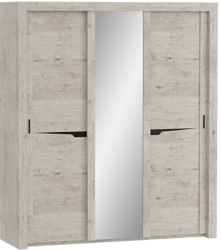 Шкаф трехдверный Соренто с раздвижными дверями Дуб бонифаций/Кофе структурный матовый в Минусинске - minusinsk.mebel54.com | фото