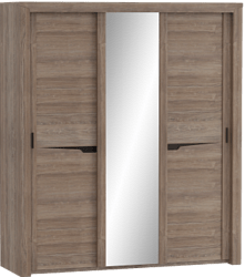 Шкаф трехдверный Соренто с раздвижными дверями Дуб стирлинг/Кофе структурный матовый в Минусинске - minusinsk.mebel54.com | фото
